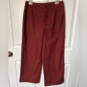 Lillusory High Waisted Wide Leg Linen Brown Cropped Trouser Pant Size 10 NWT